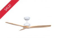 Fanco Wynd 3 Blade 54" DC Ceiling Fan with Remote Control in White with Natural Blades